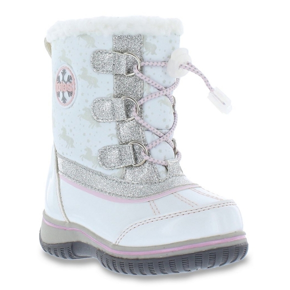 NIB Totes Toddler Girls Lil Unicorn 2 Waterproof Flat Heel Winter Boots Sz: 7T - Picture 1 of 9